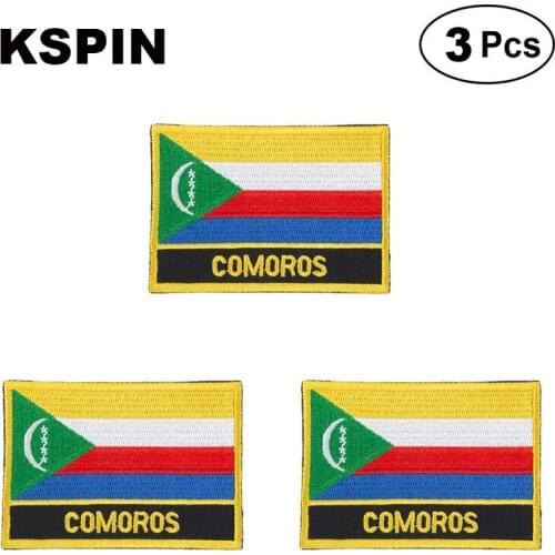 Comoros Rectangular Shape Flag patches embroidered flag patches national flag patches for clothing DIY Decoration