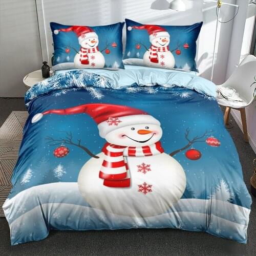 3D Duvet Cover Sets Bedding Sets Bed Quilt Covers Pillowslips 173*230 230*230 265*230 180*210 Custom Happy Snowman Bedclothes