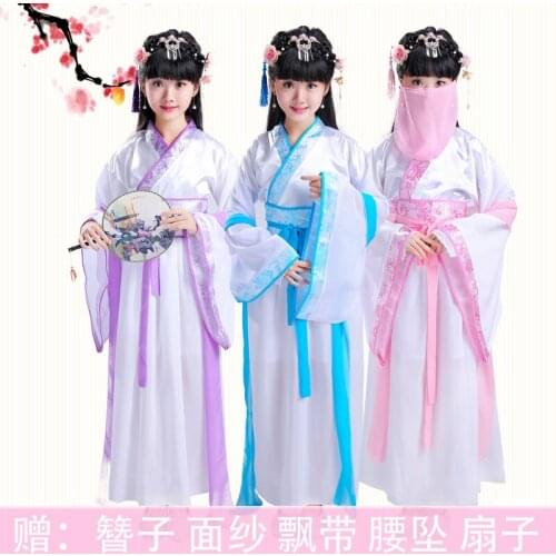 Girls Hanfu Tangzhuang ancient fairy costume guzheng performance clothing photo costumes