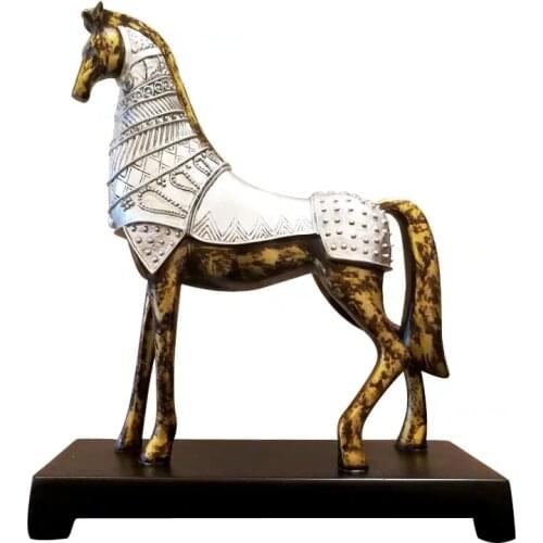 [MGT] European Creative Horse Furnishing Retro Armor Horses Statue Resin Art&Craft Home Decoration Accessories For Living Room