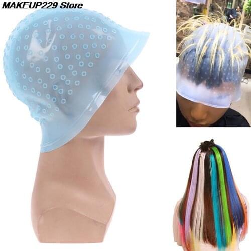 Reusable Silicon Highlights Hat Hair Colouring Highlighting Dye Cap Hair Color Styling Tools Frosting Tipping Dyeing Color Tools