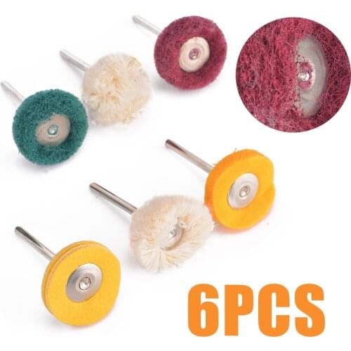 6pcs/Set Polishing Wheel Buffing Pad Brush Set 25mm Polishers Tool For Rotary Drill Bit Metal Stone Burrs Rust Removing Mayitr