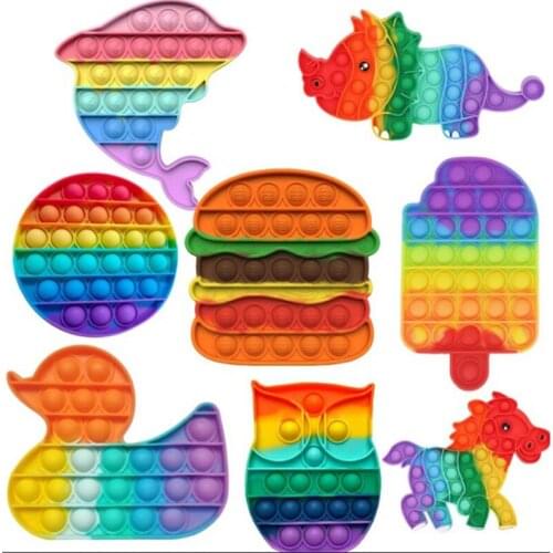 Desktop Fun Ice Cream Shaped Push Bubble Silicone Reusable Toys Children Adult Stress Reliever Fidget Squeeze Board Gift