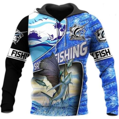 New favorite sailfish full print mens Hoodie Street Hoodie Unisex casual Pullover autumn jacket Sweatshirt