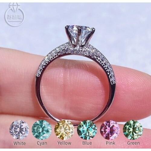 Wholesale Moissanite Ring 1CT 925 Silver Diamond Rings Simple classic for Women Girlfriend Courtship Gift birthday present