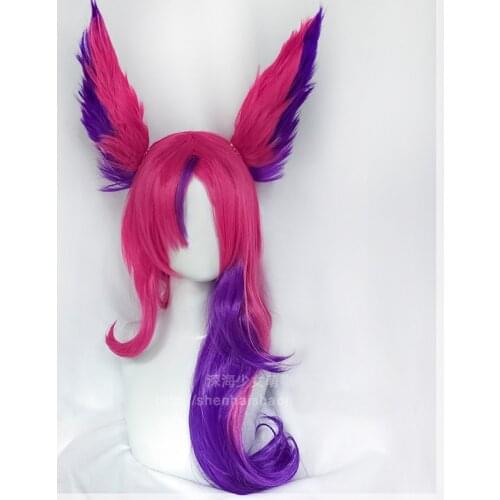 LOL Star Guardian The Rebel Xayah Cosplay Wig Woman Hair Game Cos Wig With Removable Chip Ponytails + Wig Cap