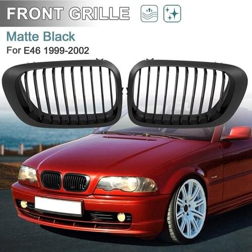 Matte Black Front Sport Kidney Grille Grill for -BMW 3 Series E46 2-Door Coupe Cabriolet Pre-Facelift 1999-2002