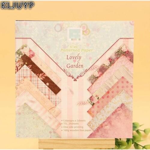 KLJUYP 24 Sheets Lovely Garden Scrapbooking Pads Paper Origami Art Background Paper Card Making DIY Scrapbook Paper Craft