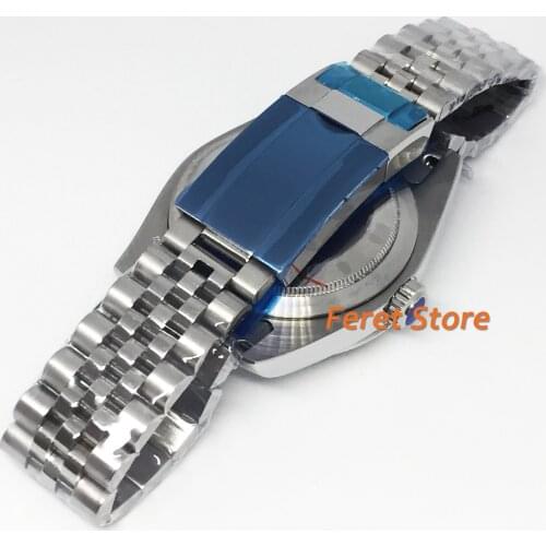 20mm silvery folding buckle polishing solid stainless steel strap for fit 40mm mens watch bands