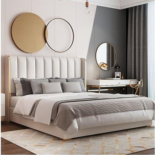 Luxury bedroom furniture set king size leather upholstered bed for bedroom furniture
