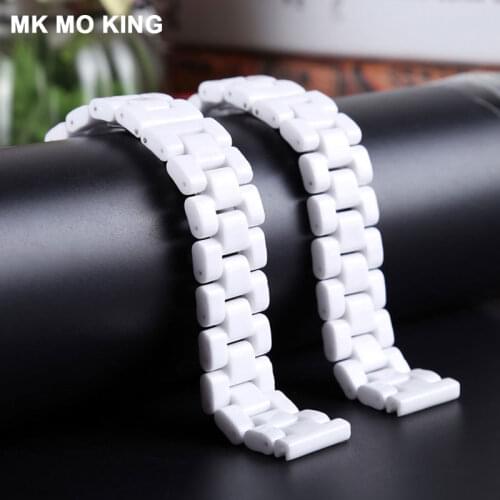 Luxury Brand White Womens Ceramic Watch Strap Mens Bracelet 14mm 16mm 17mm 18mm Watch Accessories for Rolex Cartier