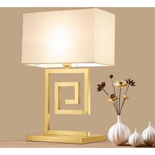 Modern Chinese Style Bronze Fabric Gold Edison Table Lamps Industrial Bar Coffee Bedside Bedroom Home Decor Lighting Fixture