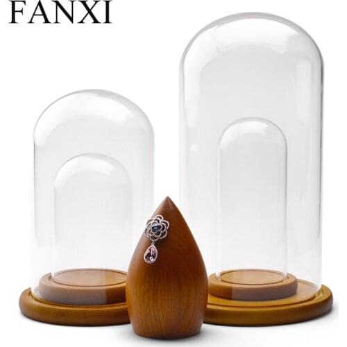 FANXI Glass Earring Display Holder Transparent Jewelry Display Stand Jewelry Display Bottle for Jewelry Shop