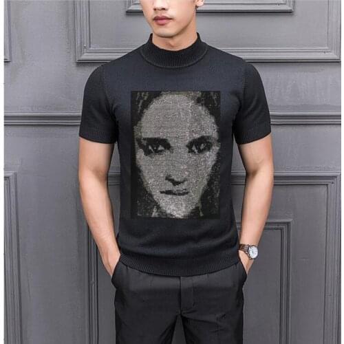 Rhinestones Sweaters men winter young man Clothing Rhinestone Oversized Top Sweater new design Luxury