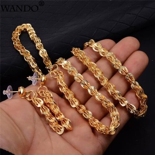 Wando Wedding jewelry Phoenix tail Necklace Jewelry Set Necklace Bracelet and Earrings for Women African Arab France Party Gift