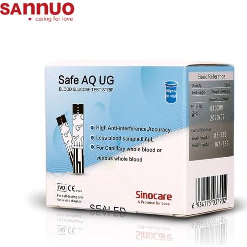 [50PCS/100PCS] Sinocare Blood Glucose Test Strips for Safe AQ UG only