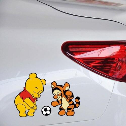 Aliauto Funny Car Sticker Bear and Tiger Play Football Cartoon Decal Accessories for Ford Focus Volkswagen Golf