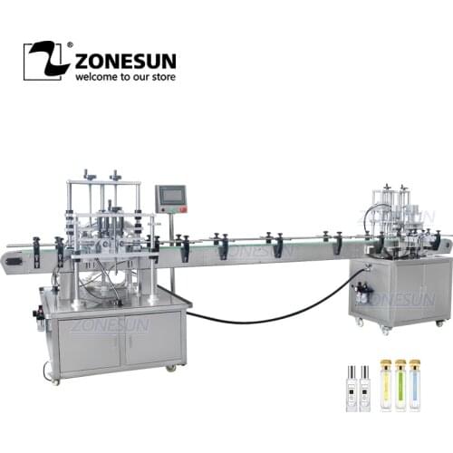 ZONESUN ZS-FAL180X Automatic 4 Head Vacuum Fragrance Liquid Bottle Filling Machine Perfume Capping Machine