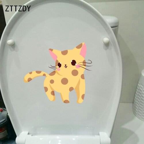 ZTTZDY 21.7*19CM Lovely Cat Wall Sticker Kids Room Aniaml Home Decor Toilet Decal T3-0109
