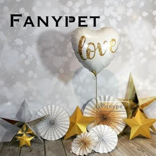 10pcs 18" Heart Shaped Foil Balloons Print Gold LOVE Helium Balloon Valentines Day Wedding Anniversay Party Decoration Supplies