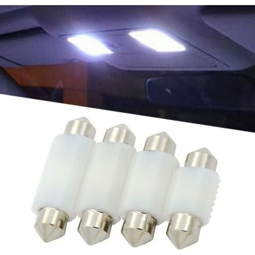 100pcs Festoon 31mm 36mm 39mm 41mm C5W Ceramics Car Reading Light Auto License Plate Dome Map Lamp Bulb 3030 2SMD White DC12V