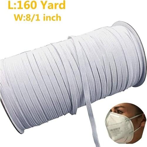 165 Yards Length 1/8 Inch Width Elastic Bands Briaded Knit Elastic Cord Heavy Stretch Elastic String for Sewing Craft, Mask DIY