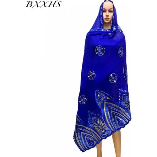 2021 African Islamic Women Scarf Fashion Pashmina Turban Pray Embroidered Shawl Wrap Muslim Set Big Size Hijab for Lady LH191
