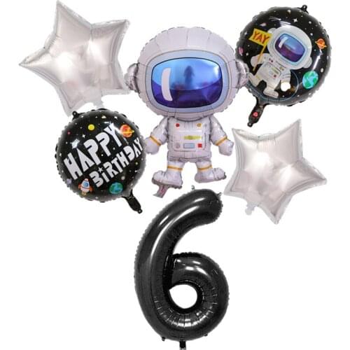 6pcs Outer Space Party Astronaut balloon Rocket Foil Balloons Galaxy Theme Party Boy Kids Birthday Party Decor Helium Globos