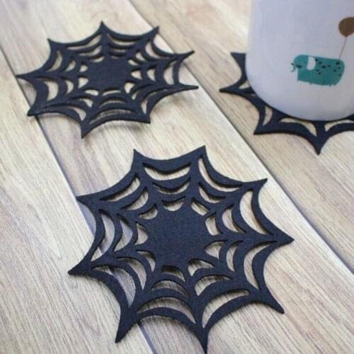 6pcs Coasters Heat Insulation Spider Web Decorative Cup Mat Waterproof Placemat Cup Holder Halloween Supplies Coasters Bowl Pad