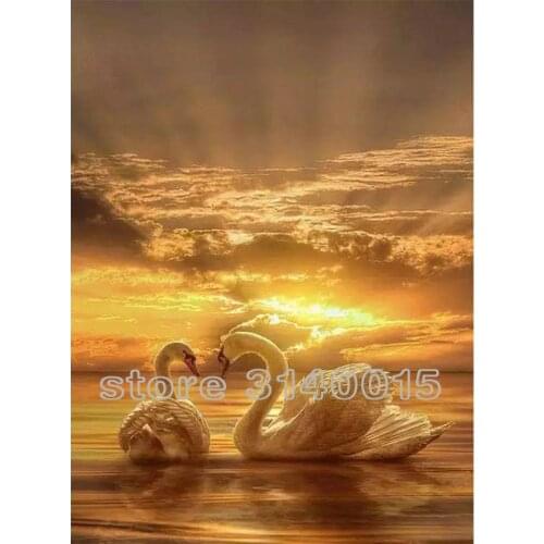 Diamond Embroidery Diy Diamond Painting Cross Stitch Kits Diamond Mosaic Swans Full Square Diamond Embroidery AH016