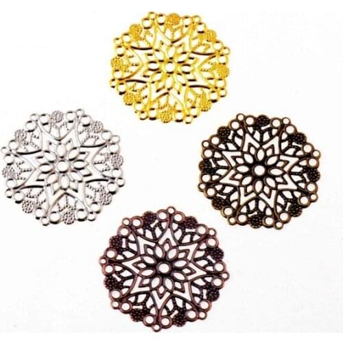 Free shipping 10pcs Embellishment Findings Filigree Connectors Flower Hollow Gift Decoration DIY 3.5CM 5.0CM