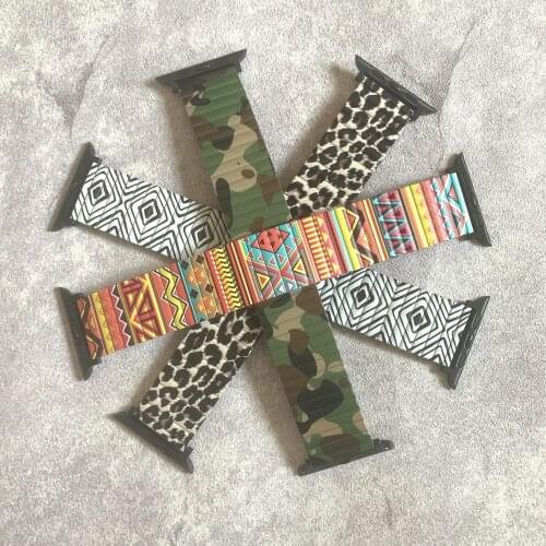 Steel Elastic Color Printing Wear Wristband For Apple Watch Band 38mm 42mm 40mm 44mm iWatch Strap Series 3 4 5 6 SE Bracelet