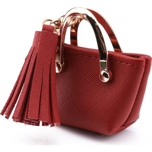 ZG Small bag Keychain Mini Coin Purse gray Pink blue red Decoration Key chains PU Leather Bag Storage Pendant Fashion Jewelry