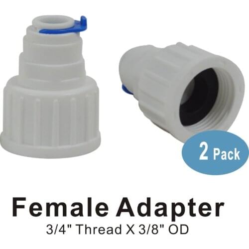 Quick Fitttings 3/4" BSP to 3/8" Push Fit Standard Garden Tap Adapter Connector, Washing Machine, Fridge Water Filter - 2 PACK