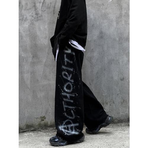 Black High Street Pants Girls Harajuku Loose Japan Punk Autumn Trousers Fashion Funny Loose Hip Hop Gothic Teens Pants Women