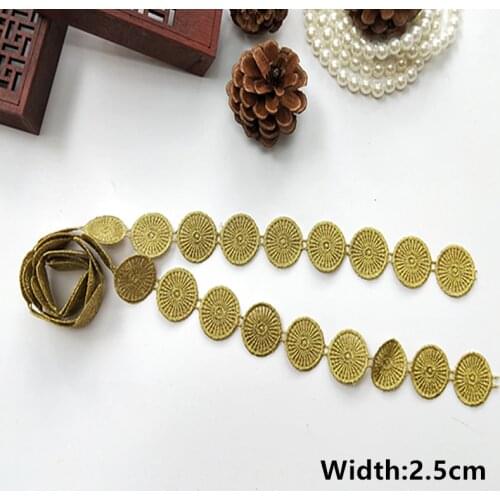 CHICKNIT Fashion circular Gold lace trim Embroidered for clothes Accessories