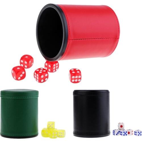 D6 Dice Set Hand Shaking Leather Dice Cup Table Games