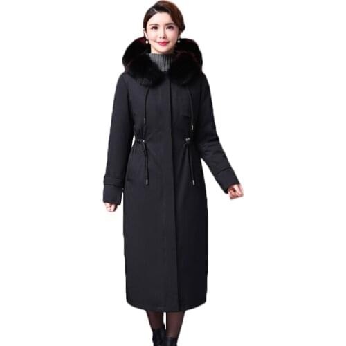 Long Down Parka Coat Women 2019 Winter Down Coats Plus Size Female Big Fur Collar Down Jackets Ladies Thicken Warm Down Overcoat