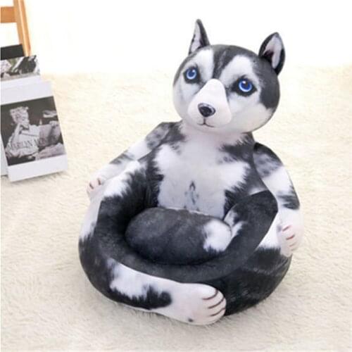 Fancytrader Emulational Animals Cat Dog Plush Mini Sofa Stuffed Kids Chair Husky Dogs Models Doll 40cmX45cm