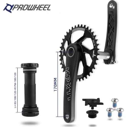 Prowheel Bicycle GXP Crankset Chainring Snow Bike BB100/120mm 30T/32T/34T/36T/38T Aluminum alloy Fat Cycling Crank Parts 170mm