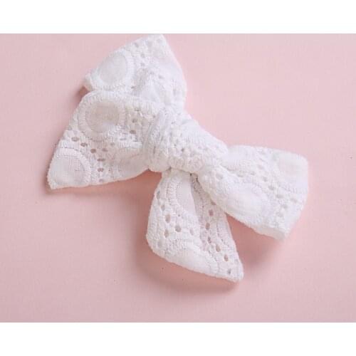 Pure White Lace Hair Clips Hollow Out Hair Bows For Baby Girls Soft Cotton Daily Mini Pins Handmade High Quality Accessories