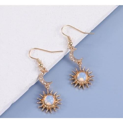 Makersland Sun Moon Drop Earrings For Women Fashion Jewelry Womens Accessaries Shiny Earrings Jewellery Trend 2021 Wholesale