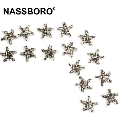 Starfish Shape Metal Beads Zinc Alloy Charm Spacer Beads 14MM For DIY Bracelet Necklace Jewelry Making Findings