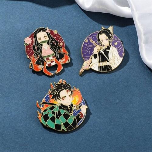Cute Kimetsu no Yaiba Demon Slayer Japanese Anime Icons Hard Enamel Pin Badge Backpack Collar Lapel Jewelry Friends Gifts