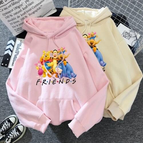 Disney Chic Fashion Cute Winnie the Pooh Bear Cartoon Print Hoodie Pullover Couples Unisex Women Sweatshirt Pocket Tops 8 Colors