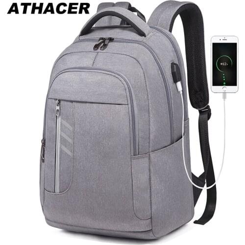 Athacer Laptop Bag Men USB Charging Waterproof Backpack Anti Theft Durable For Travel Business School Bags Women Casual DayPack
