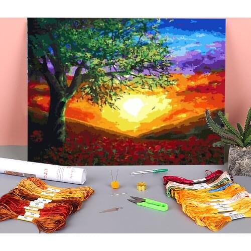 Scenery Landscape Printed 11CT Cross Stitch Embroidery Set DMC Threads Sewing Needlework Hobby Handiwork Package Wholesale