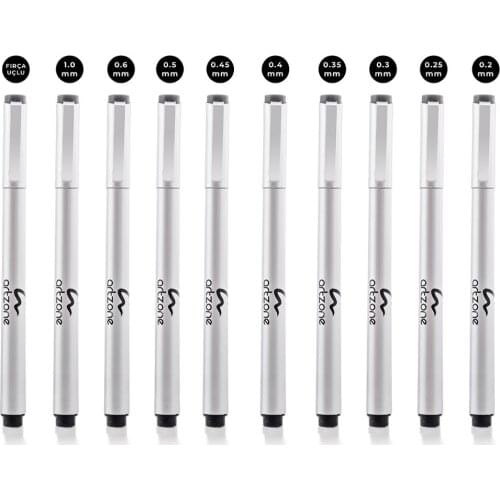 Artzone 10 Pieces Fineliner Sketching Markers Pen Set Artmarker For Drawing Office School Supplies Felt Tip Pens