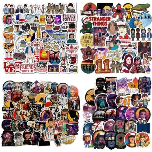 50PCS Anime Movies Stranger Things Stickers PVC Skateboard Snowboard Motorcycle Bicycle Guitar Laptop Sticker Kids Toys F5