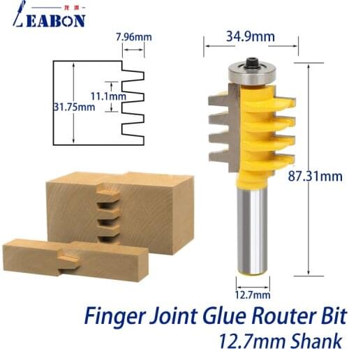 12.7mm Shank Rail Reversible Finger Joint Glue Router Bit Woodworking Cone Tenon Cutter Wood Router Cutter Power Tools